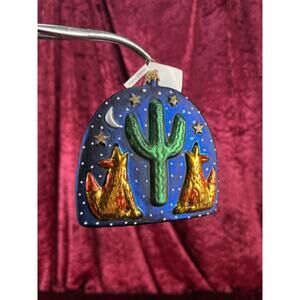 Vintage Christmas Handblown Glass Ornament Howling Coyotes Chris Bubany Poland